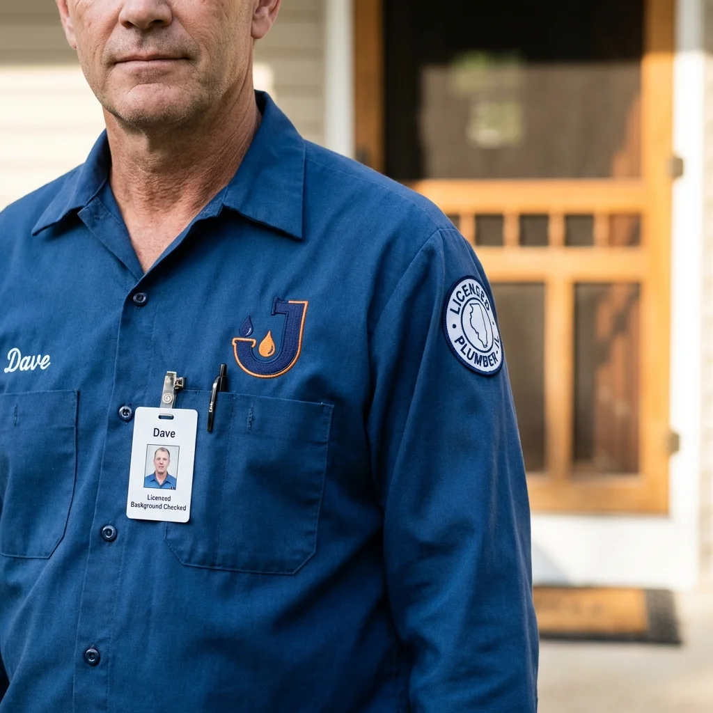Licensed plumber showing ID badge in Tazewell, VA