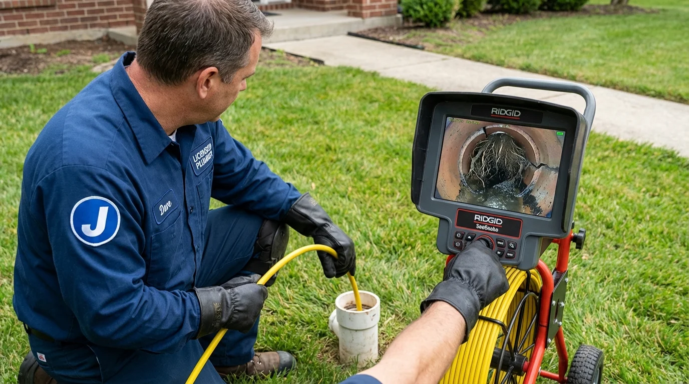 Sewer camera inspection being performed by Johns Plumbing LLC in Tazewell