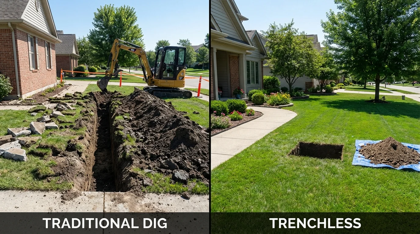 Trenchless sewer repair with minimal yard damage versus traditional excavation in Tazewell, VA